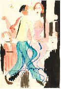 Ernst Ludwig Kirchner Dancing couple - Watercolour and ink over pencil oil painting artist